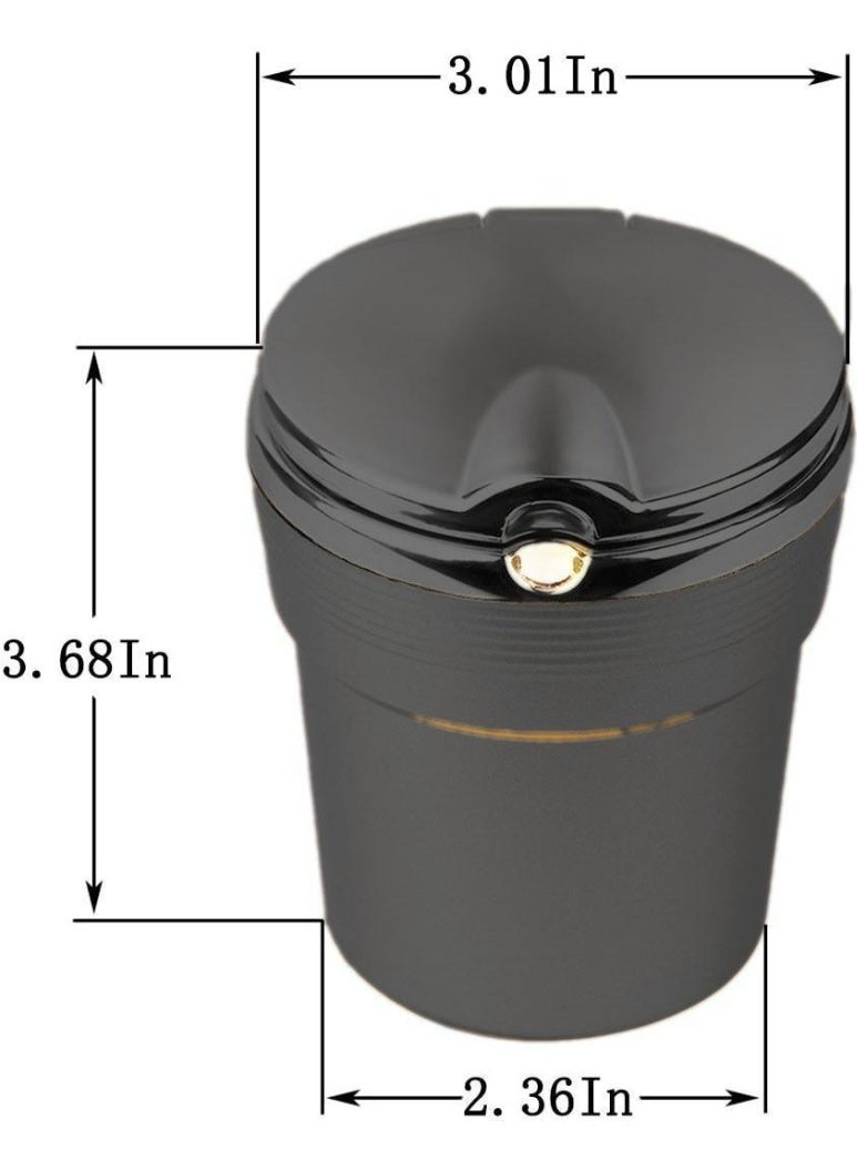 المحمولة للسيارات الرماد مع غطاء أنيق الدخان الذاتي إطفاء السجائر الرماد حامل مع أزرق LED ضوء أسود - Image 5